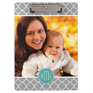 Porte-bloc Monographie de votre photo Gray Quatrefoil Mint Mo