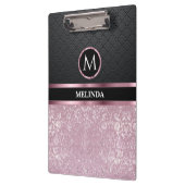 Porte-bloc Monogrma Glittery Jolie rose et noir (Gauche)