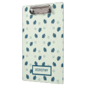 Porte-bloc Monstère tropicale monogramme feuille sur bleu (Gauche)