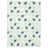 Porte-bloc Monstère tropicale monogramme feuille sur bleu (Dos)