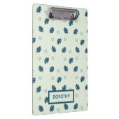 Porte-bloc Monstère tropicale monogramme feuille sur bleu (Swatch)
