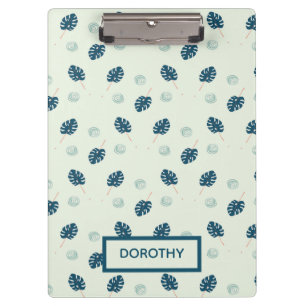 Porte-bloc Monstère tropicale monogramme feuille sur bleu