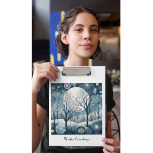 Porte-bloc Moonlit Nordic Forest, personnalisable