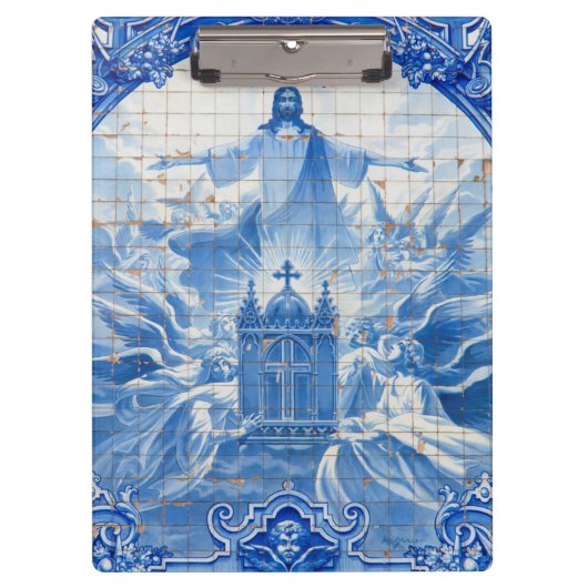 Porte-bloc Mosaïque bleue de jésus, Portugal (Devant)