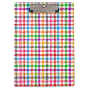 Porte-bloc Motif à carreaux gingham arc-en-ciel coloré - Blan
