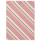 Porte-bloc Motif à rayures blanches gris rose monogramme (Dos)
