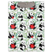 Porte-bloc motif avec de beaux pandas avec des coeurs (Devant)