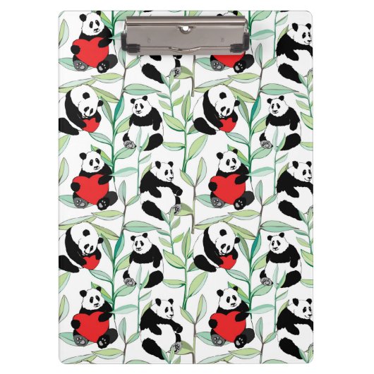 Porte-bloc motif avec de beaux pandas avec des coeurs (Devant)