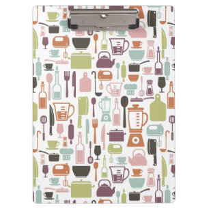 Porte-bloc Motif avec les icônes colorées de cuisine