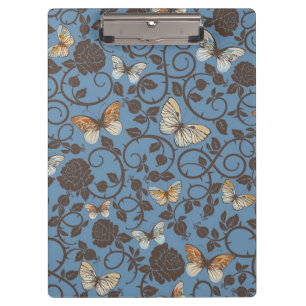 Porte-bloc motif avec les roses et le papillon