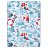 Porte-bloc Motif blanc et bleu rouge nautique (Dos)