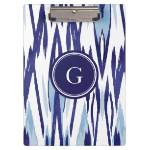 Porte-bloc Motif bleu et blanc chic d'ikat d'aquarelle