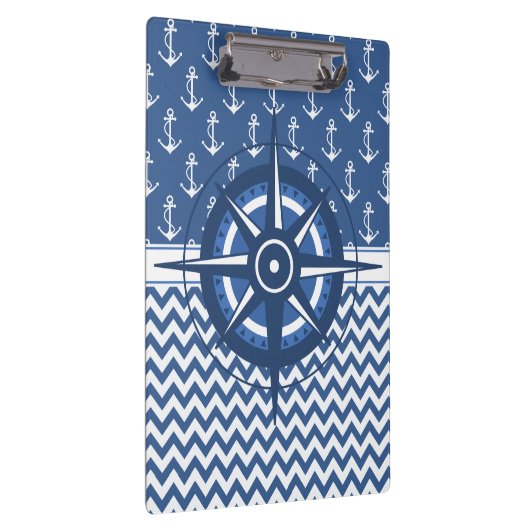Porte-bloc Motif bleu et blanc nautique d'Ancre et de Chevron (Swatch)