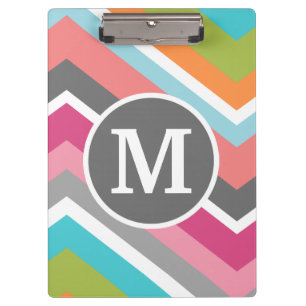 Porte-bloc Motif Chevron coloré avec monogramme personnalis