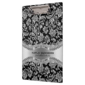 Porte-bloc Motif damassé noir et argent brillant (Gauche)