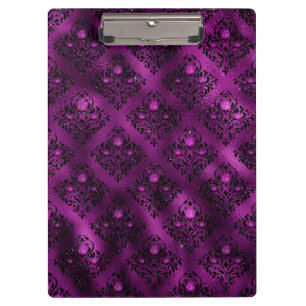 Porte-bloc Motif Damassé Pailleté Glam Ombre Violet
