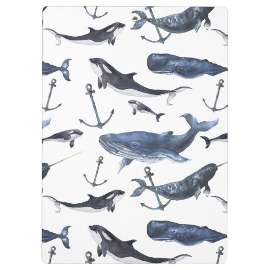 Porte-bloc Motif de baleine et d'Ancre d'aquarelle (Dos)