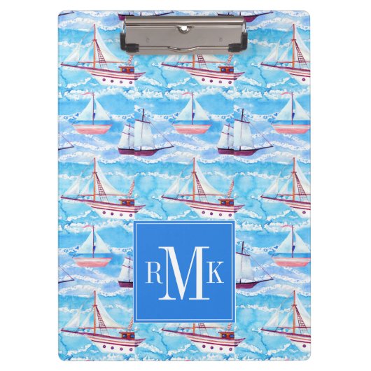 Porte-bloc Motif de bateaux de navigation d'aquarelle (Devant)