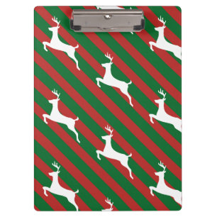 Porte-bloc Motif de cerfs blancs à rayures vertes et rouges N