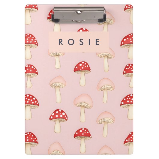 Porte-bloc Motif de champignon rose vif (Devant)