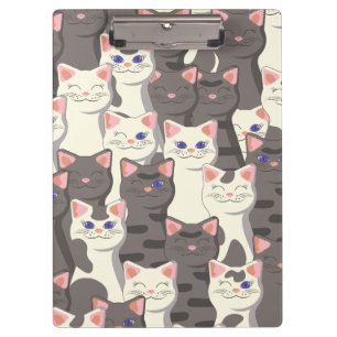 Porte-bloc Motif de chats blancs et gris