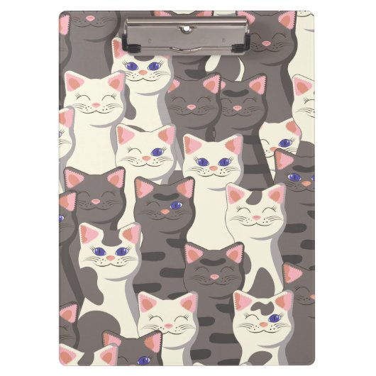 Porte-bloc Motif de chats blancs et gris (Devant)