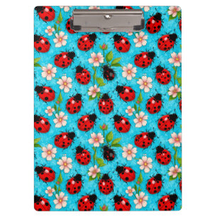 Porte-bloc Motif de coccinelle colorée avec des fleurs