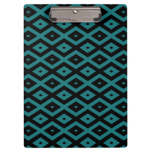 Porte-bloc motif de diamants turquoise et noir