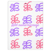 Porte-bloc Motif de doodle de papillon rose violet ajouter le (Dos)