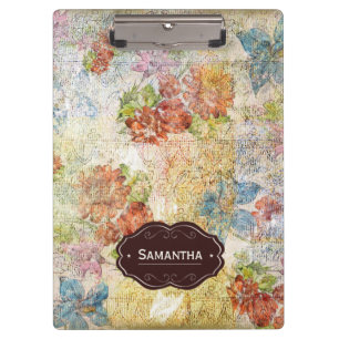 Porte-bloc Motif de fleur personnalisé en détresse vintage