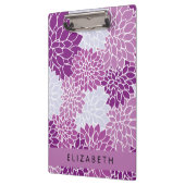 Porte-bloc Motif De Fleurs, Dahlia Violet, Votre Nom (Gauche)