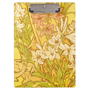 Porte-bloc Motif de fleurs de lys d'Alphonse Mucha : Art nouv