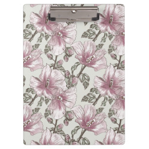 Porte-bloc Motif de fleurs rose amorti de ketmie