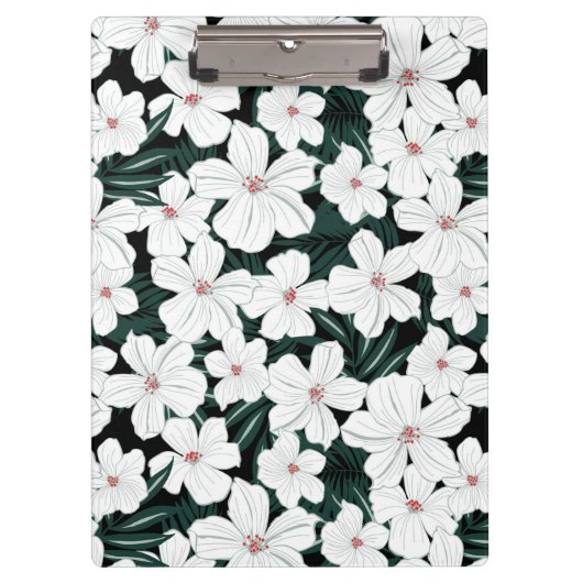 Porte-bloc Motif de fleurs tropical blanc (Devant)