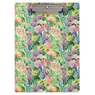 Porte-bloc Motif de floraison exotique de cactus d'aquarelle