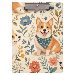 Porte-bloc Motif de jardin floral Corgi mignon