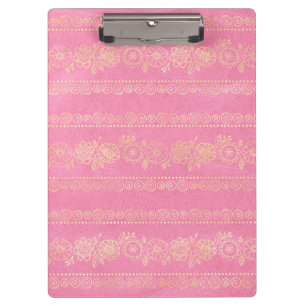 Porte-bloc Motif de licorne bohème rose et or