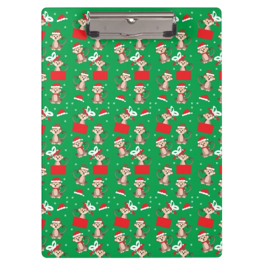 Porte-bloc Motif de Noël singe Rouge Vert (Devant)
