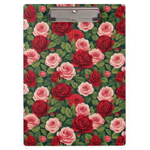 Porte-bloc Motif de rose vibrant avec des roses rouges et ros