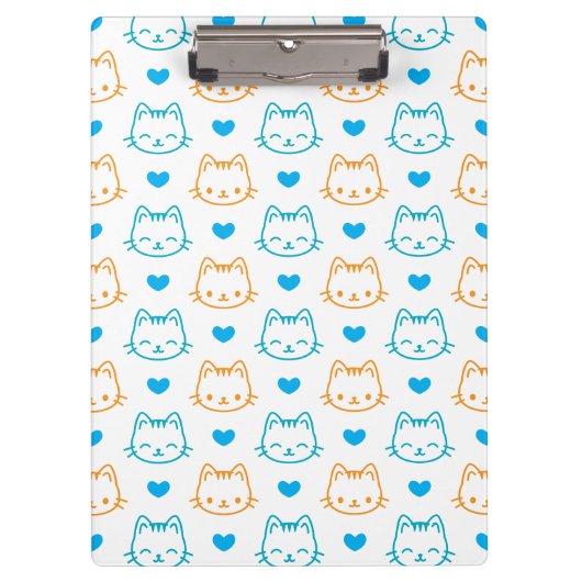 Porte-bloc Motif de visages de chat mignons Ajouter un nom Bl (Devant)
