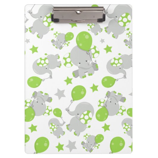 Porte-bloc Motif Des Eléphants, Eléphants Mignons - Grey Vert (Devant)