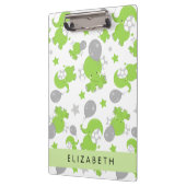 Porte-bloc Motif Des Eléphants Verts, Étoiles, Votre Nom (Gauche)