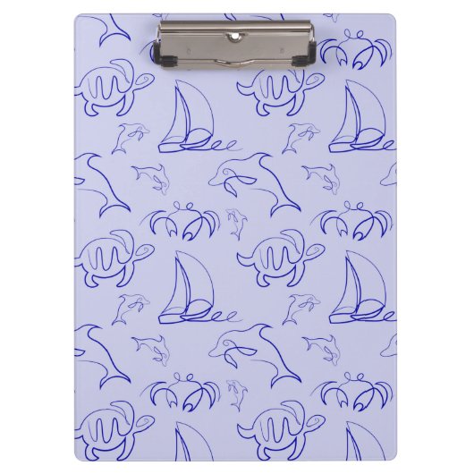 Porte-bloc Motif d'une ligne d'animal marin et voilier (Devant)