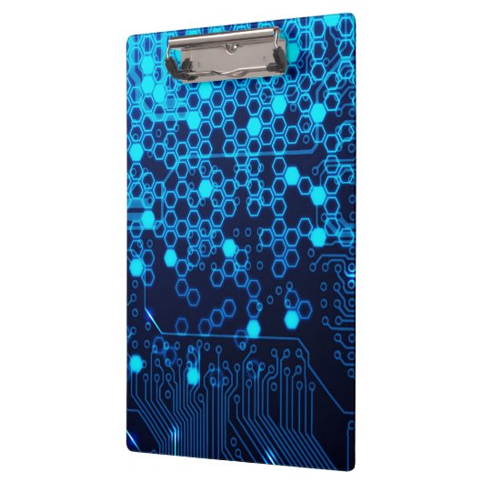Porte-bloc Motif électronique bleu frais d'hexagone de carte (Gauche)