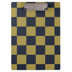 Porte-bloc Motif élégant à carreaux doré et bleu de nuit