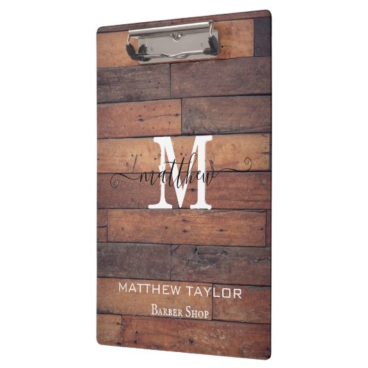 Porte-bloc Motif en bois rustique Chêne Monogramme Script per (Gauche)