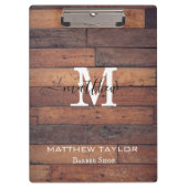 Porte-bloc Motif en bois rustique Chêne Monogramme Script per (Devant)