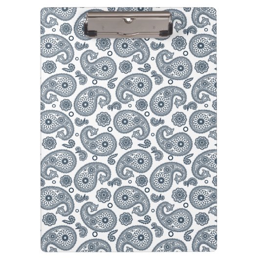 Porte-bloc Motif en cachemire bleu foncé indien sur blanc (Devant)