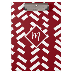 Porte-bloc Motif en diagonale minimaliste rouge, Monogramme