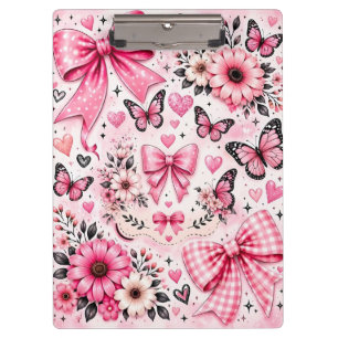 Porte-bloc Motif esthétique de rubans roses et de papillons m